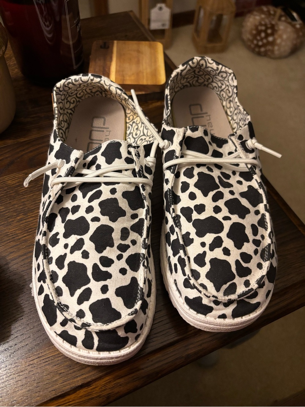 The Children's Place Black & White Cow-Print Moccasin Shoes